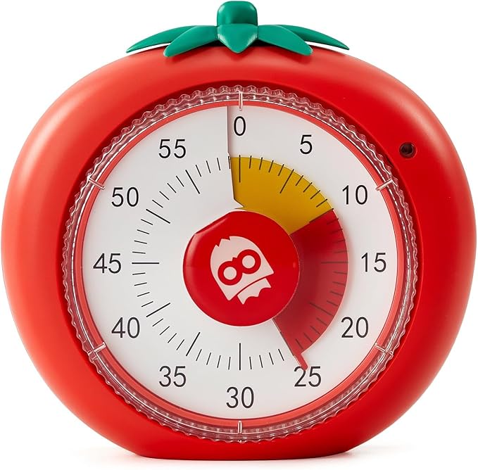 Magnetic Visual Timer, 60-Minute Countdown for Kitchen Classroom Homework | 4-Color Zone Dial with Cute Design, Kids Timer with Pomodoro Mode Time Management Tool for ADHD, Cooking & Baking