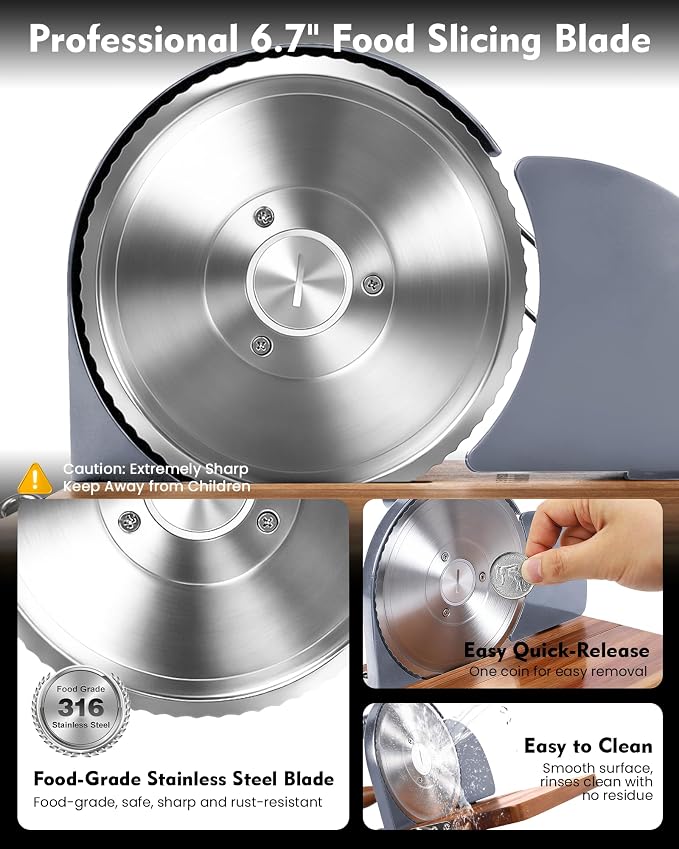 Foldable Manual Bread Slicer, Adjustable Slice, Hand-Cranked Bread Slicer with Ergonomic Handle, Hand Crank Cutter, Durable Aluminum Alloy Body And Sturdy Solid Wood Base-Grey