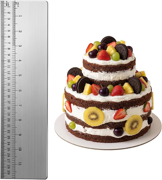 12 Inch Stainless Steel Cake Scraper, Bench Scraper for Cake Decorating | Comb smoother for buttercream frosting, icing scraping tool for cake decorating, baking supplies, professional pastry use