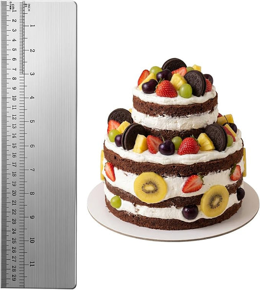 12 Inch Stainless Steel Cake Scraper, Bench Scraper for Cake Decorating | Comb smoother for buttercream frosting, icing scraping tool for cake decorating, baking supplies, professional pastry use