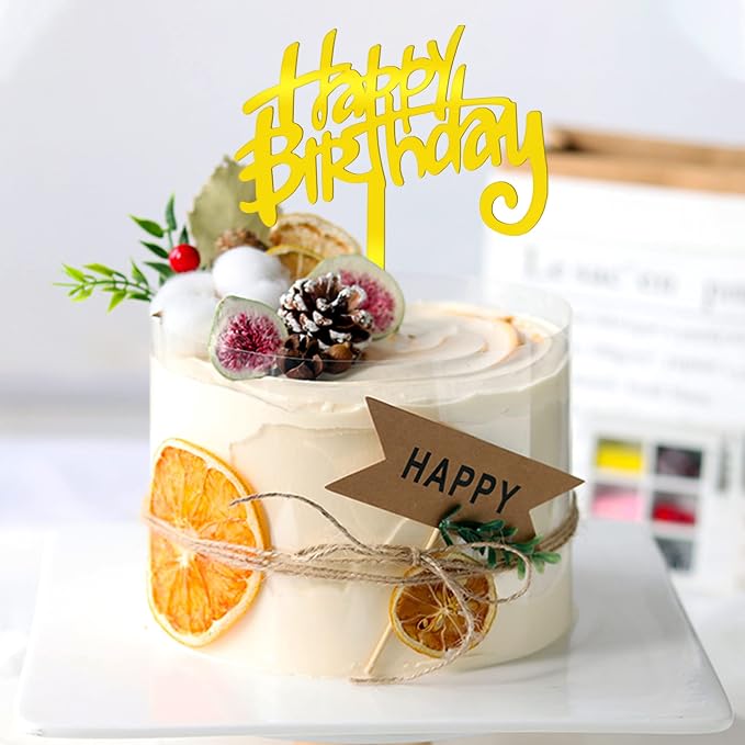 28PCS Acrylic Happy Birthday Cake Topper Birthday Cupcake Topper Cake Pick Decorations for Birthday Party Cake Desserts Pastries 4 Colors 7 Styles