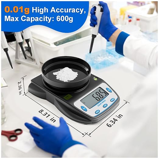 GRAM PRES Digital Lab Scale 600g X 0.01g Accuracy,Precision Electronic Gram Scale,Analytical Balance Scientific Scale,for Jewelry, Powders, Coins, Etc.