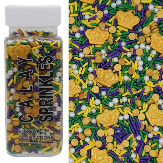 Mardi Gras Sprinkles Edible Purple, Green and Gold Sprinkles Mix for Mardi Gras King Cake Cookies Cupcake Decoration