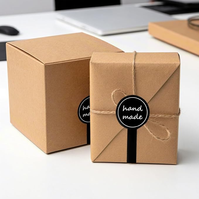 Handmade Stickers for Bakery Packaging 300 Pcs | Black Self-Adhesive Food Labels for Homemade Baking and Tamper-Proof Seals