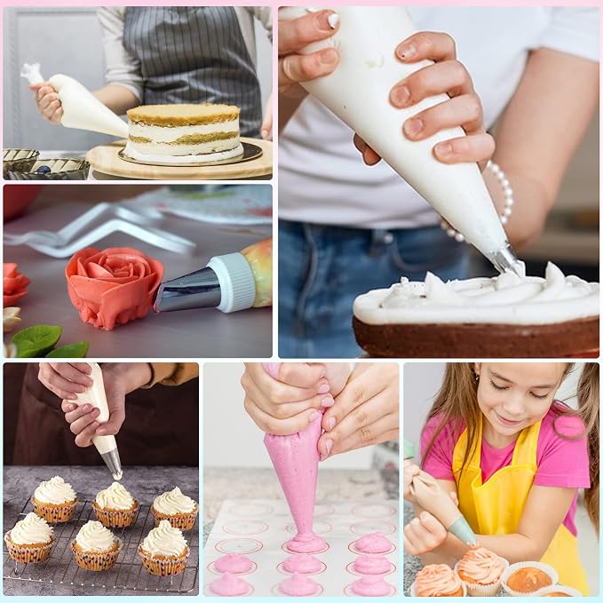 XSEINO Disposable Piping Bags, 12 Inch - 200PCS Heavy Duty Anti Burst Pastry Bags with Bump Non-slip Design for Icing, Frosting and Cookie Decoration Bags (Thickened)