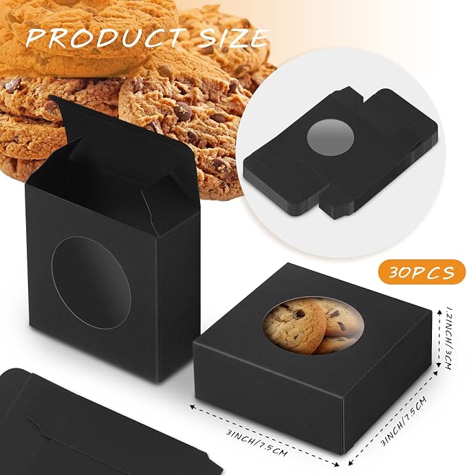 Chinco 30 Pcs Square Soap Boxes for Homemade Soaps Candle 3 x 3 x 1.2 Inch Soap Boxes with Clear Window Small Gift Wrapping Box for Soaps Packaging Bakery Cookies Candy Party Favor Supplies
