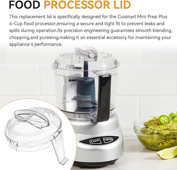 Mini Prep Plus Food Processor 4 Cup Work Bowl Cover Replacement for Cuisinart Food Processor Lid Parts-Multifunctional lid Designed With Two Pinholes for Adding Liquids While Processing