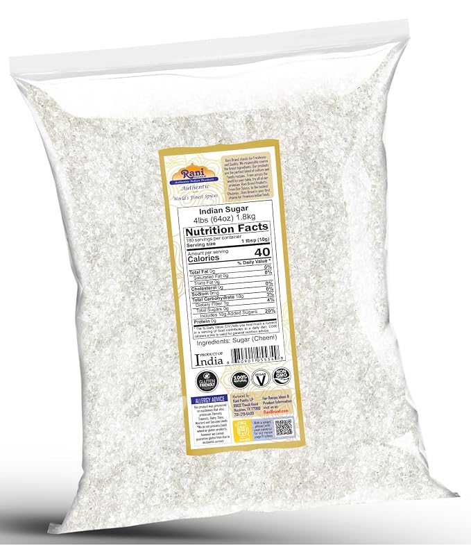 Rani Indian Sugar Khand (Khandsari) 64oz (4lbs) 1.81kg Bulk ~ All Natural | Gluten Friendly | Vegan | NON-GMO | Kosher | Indian Origin