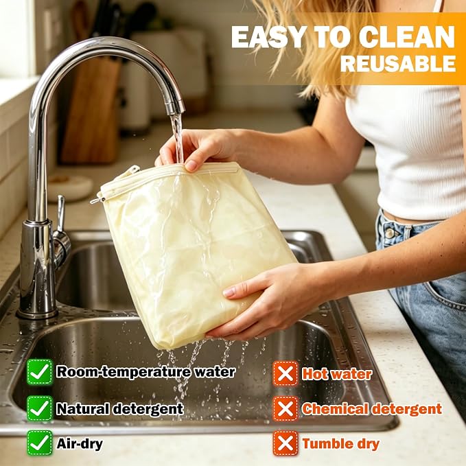 2 Pack Beeswax Bread Bags for Sourdough, 16.5x12.4 Inches Reusable Bread Storage Bags, with Zip And Velcro Fastenings Sealed for Freshness Freezer & Daily Use
