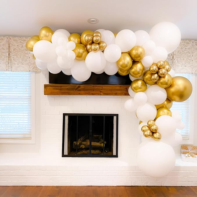 Voircoloria 90pack Metallic Gold Balloons Different Size 18/12/10/5 Inch Chrome Gold Balloon Garland Arch Kit for Wedding, New Year, Birthday, Graduation, Bridal Shower, Baby Shower Decorations