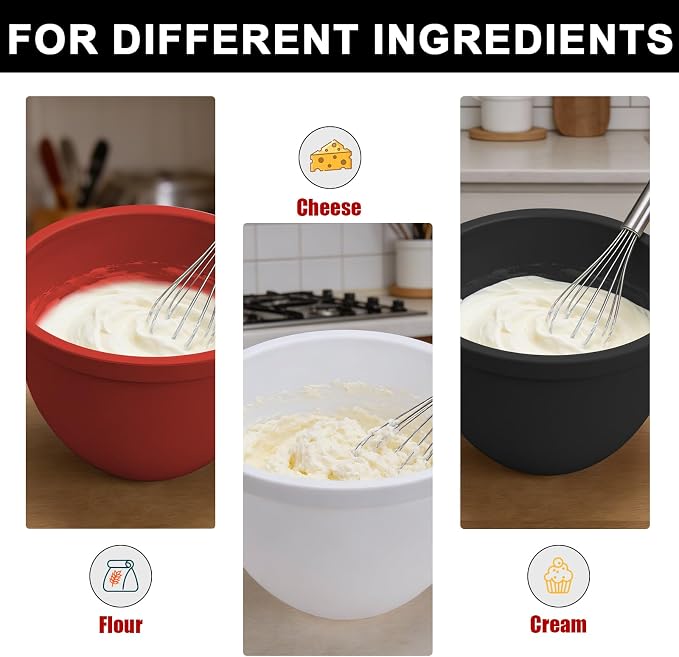 5 Qt Tilt-Head silicone liners for kitchenaid stand mixer, Silicone Bowl Liners with Lids, Kitchen Aid Accessories and Attachments for Baking and Cooking (1pcs Red)