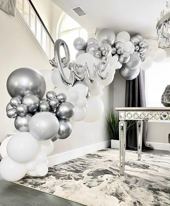 Voircoloria Metallic Silver Balloons, 66pack 12inch Chrome Silver Latex Party Balloons for Graduation, Wedding, Birthday, New Year, Baby Shower, Anniversary, Holiday Party Decorations