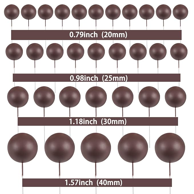 Gyufise 30Pcs Ball Cake Toppers Balls Cupcake Toppers Foam Ball Shaped Cake Picks DIY Balloons Cake Insert Topper for Wedding Enagement Baby Shower Birthday Party Cake Decorations Supplies Coffee