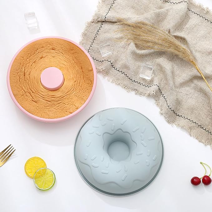 TIDTALEO Silicone Donut Mold Non-stick Baking Supplies Pink Doughnut Mold for DIY Pastry Kitchen Use Heat Resistant Flexible Baking Tray