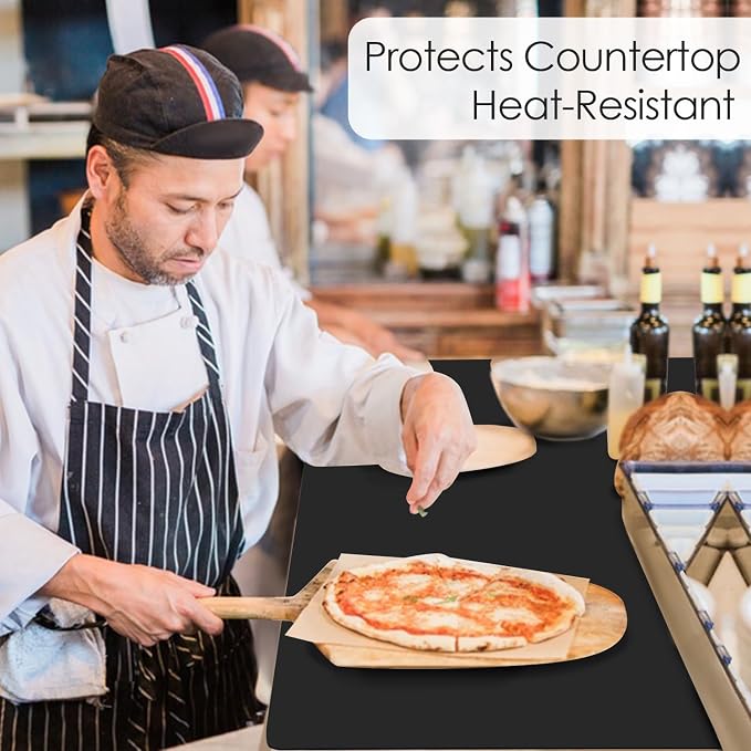Extra Large Silicone Mat, 31.5x17 Inch Heat Resistant Mat for Kitchen Counter, Non Stick Silicone Baking Mat for Dough and Pastry, Thick Silicone placement Countertop Protector, Black countertop mat