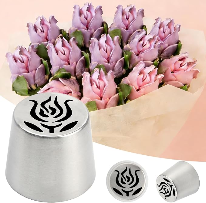 Extra Large Russian Piping Tips for Marshmallows Stainless Steel Flower Frosting Nozzles many styles Cake Decorating Baking tool for Buttercream, Cupcakes Cookies(SL36)