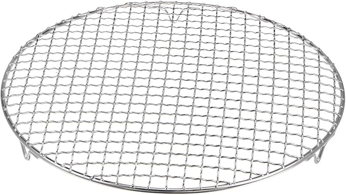 HARFINGTON Round Cooking Rack 11.6-inch 201 Stainless Steel Cross Wire Barbecue Grill Net with 20mm Legs for Cooking Baking Steaming BBQ