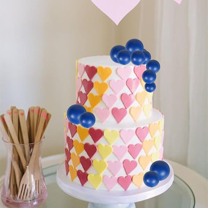 24 PCS Ball Cake Toppers Balls Cupcake Toppers Foam Ball Shaped Cake Picks DIY Balloons Cake Insert Topper for Wedding Enagement Baby Shower Birthday Party Cake Decorations Supplies Royal Blue