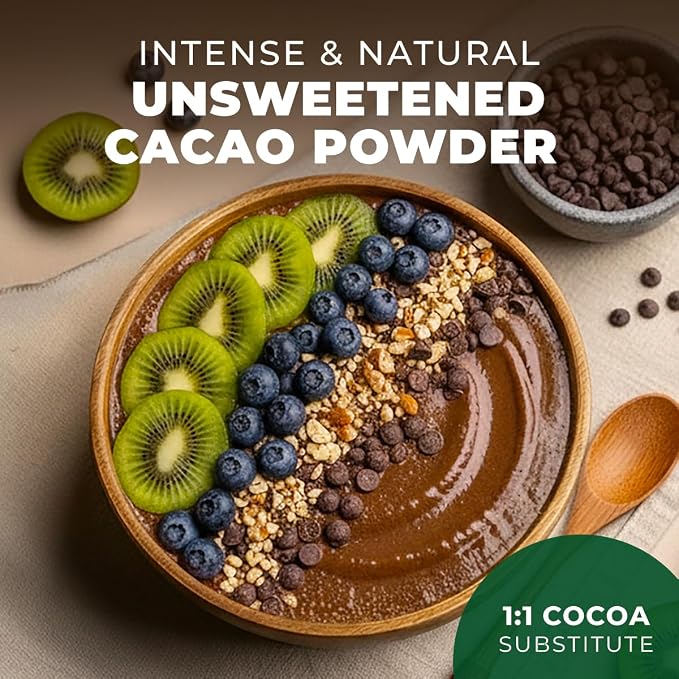 Gya Tea Co Cacao Powder 1.1 lb (17.64 oz) - Unsweetened & Rich Dark Chocolate Flavor for Hot Chocolate, Baking, Smoothies - Non-GMO, Gluten-Free, Vegan Friendly, Keto Diets
