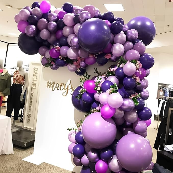 Voircoloria 130pcs Dark Purple Balloons Different Sizes 18" 12" 10" 5" Party Latex Balloons for Birthday Halloween Graduation Baby Shower Anniversary Party Decorations