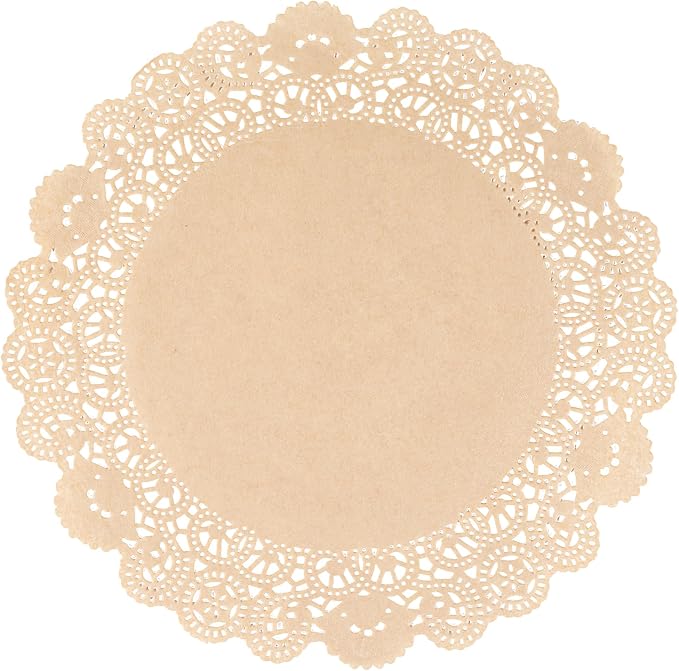 Restaurantware-Pastry Tek 12 x 12 Inch Paper Lace Doilies, 4000 Disposable Table Doilies - Elegant Lace Finish, Long Lasting, Kraft Paper Placemat, for Pastries, Cupcakes, Desserts