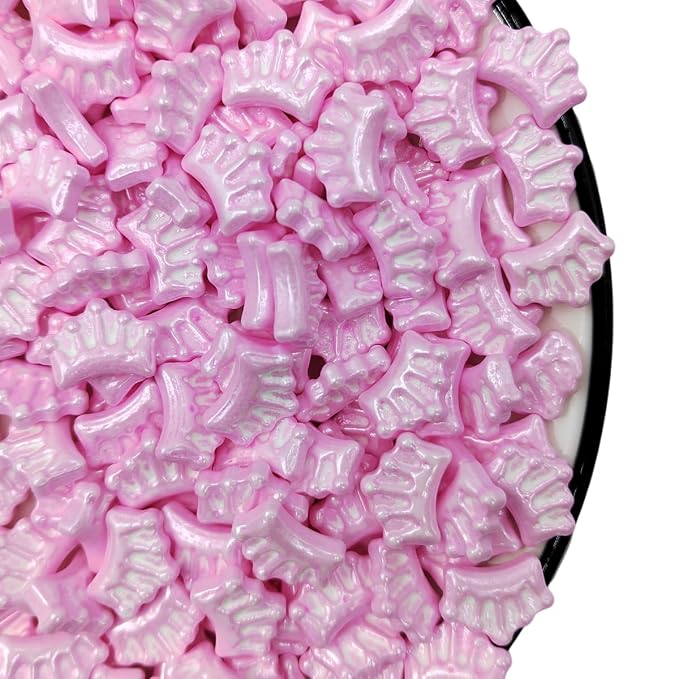 Pink Crown Sprinkles Edible Princess Crown Cake Decorations Cupcake Toppers Baking Cookie Decorating Ice Cream Toppings Celebration Birthday Wedding Decoration