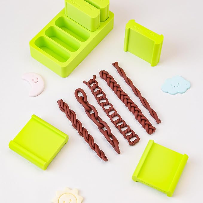 Clay Strip Maker Kit,Clay Tube Hoop Roller Guide, Fondant Rolling Strip Shape Maker 4.5/3.5/2.5/1.5/0.5mm
