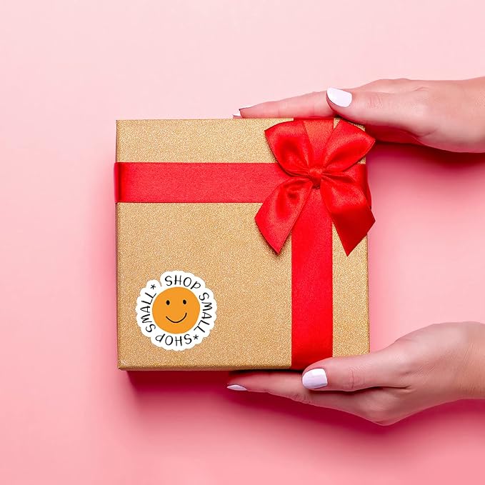 Littlefa 1.5” Shop Small Stickers,Cute Smile Sticker for Small Business Mail Bags Packaging 500 PCS