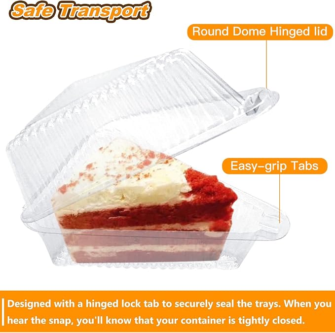 Goiio 400 Pieces Cake Slice Plastic Containers | 4.33 Inches Hinged Lid Cheese cake Container, for Home, Bakery and Cafe