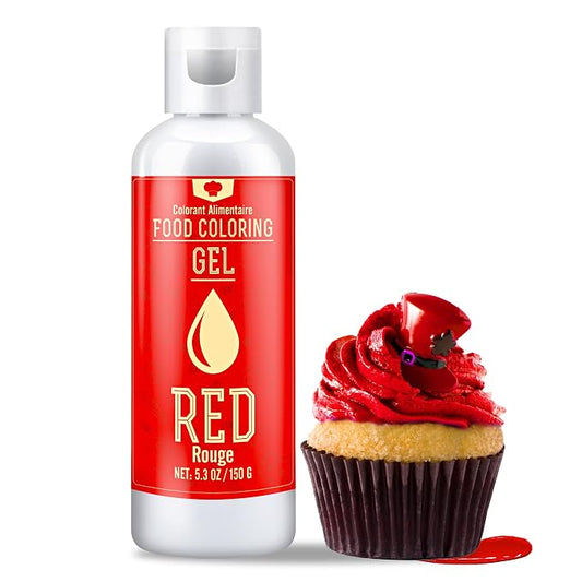 Gel Food Coloring - 5.3oz Vivid Food Coloring Gel for Baking, Cake Decorating, Icing, Cookie, Fondant and Macaron - Tasteless Food Color Dye for Frosting, Easter Egg, Soap Making and Crafts (Red)