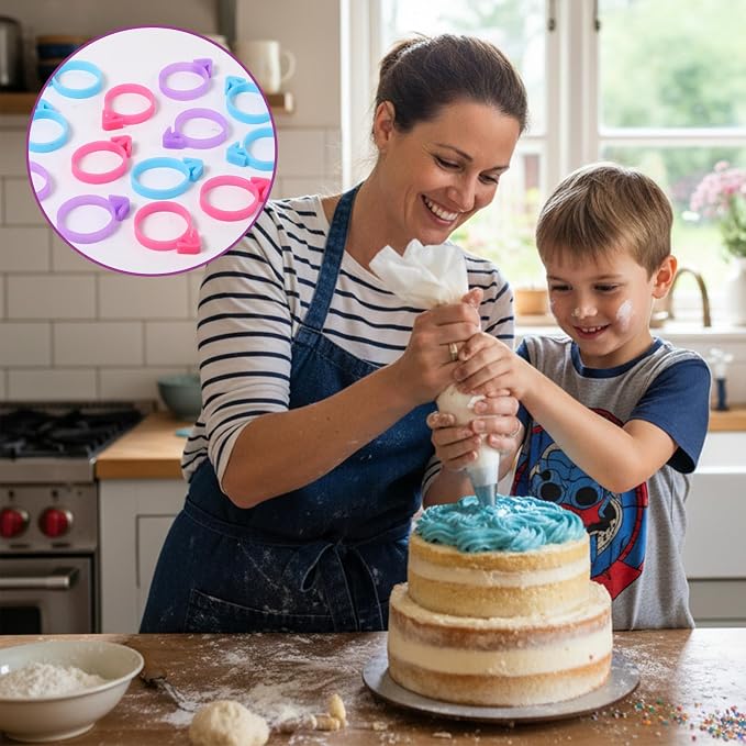 Piping Bag Ties 60 PCS Pastry Bag Ties Silicone Icing/Piping/Pastry/Frosting Bag-Ties Includes 3 Color Reusable Piping Bags Clips for Cupcakes Cookies and Pastry Seal