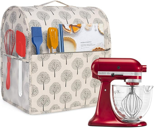 YARWO Stand Mixer Dust Cover Compatible with KitchenAid Mixer 4.5 qt -5 qt | Top Handle, Side Pockets for Kitchen Accessories, Dust-proof Protective Cover for Tilt-Head 4.5/5 Quart, Washable, Tree