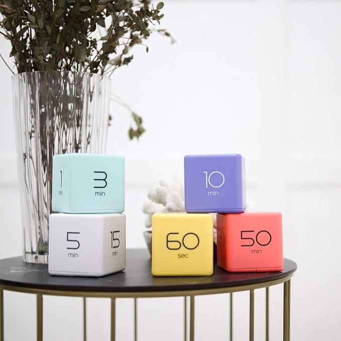 mooas Cube Timer (Yellow), Timers Cube Flip Block Timers Productivity Gravity Sensor Time Management for Kids ADHD Classroom Kitchen Desk Workout Cooking Study 10, 20, 30, 60 Seconds Timer Setting