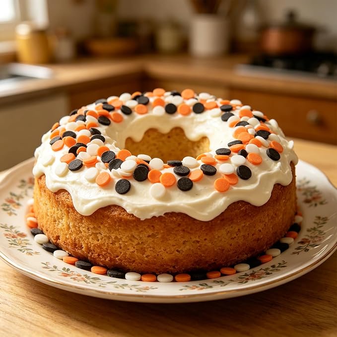 Sentovac Halloween Round Confetti Sprinkles Edible Orange Black White Sprinkle for Cake Decorating Candy Cupcake Cookie Baking Ice Cream Dessert Halloween Christmas Holiday Decorations