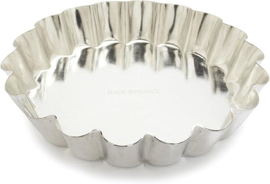 Fluted Tart/Quiche Mold, Fixed Bottom 3.5-inch Diameter, Tinplate