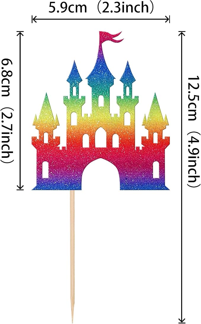 24 PCS Castle Cupcake Toppers Princess Cupcake Toppers Castle Theme Birthday Party Decoration Princess Party Supplies Princess Birthday Cake Decoration for Girls Princess Baby Shower Supplies Colorful