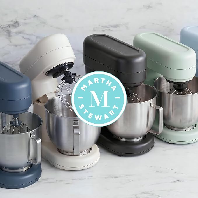 Martha Stewart 5.3Qt Stand Mixer, 12-Speed Tilt-Head Electric Kitchen Mixer with Stainless Steel Bowl, Dough Hook, Whisk & Beater, Splash Guard, Ideal for Baking Bread, Cake & Whipping, Sky Blue