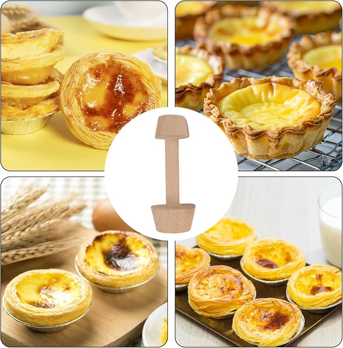 Wooden Tart Tamper,Pie Pastry Dough Tamper,Tart Pan Mold Cake Pastry Baking Tool for Tart, Cheesecakes, Pasta,Baking (small double head)