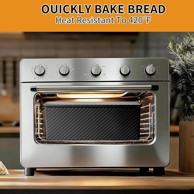 3 Pack Pullman Loaf Pan with Lids, Non-Stick Bread Loaf Pan, Heavy Duty Carbon Steel Corrugated Toast Box for Baking, Square Bread Pans for Homemade Sandwich, Bakeware (Black)