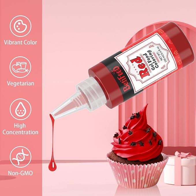 Gel Food Coloring - Betifood Red Natural Food Coloring for Cake Decorating, Food Grade Concentrated Gel Food Dye for Frosting, Easter Egg, Fondant, Cookies - Gel Food Color for Slime DIY Crafts - 3.4 Fl oz