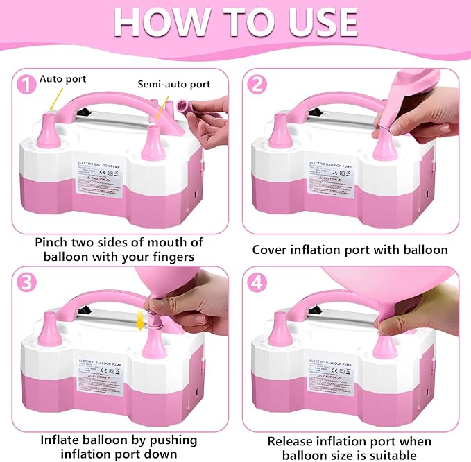 Balloon Pump Electric Party Decorations - Electric Balloon Pump for Balloon Arch Kit, Portable Dual Nozzle Balloon Inflator