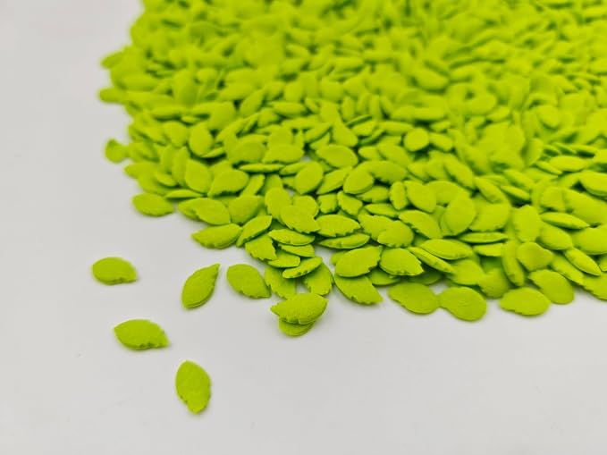 Edible Sugar Grass Green Mini Leaf Sprinkles Cake Cupcake Toppers Cookie Decorations Sweet Dessert Sprinkle for Cake Decorating, 3.4 oz