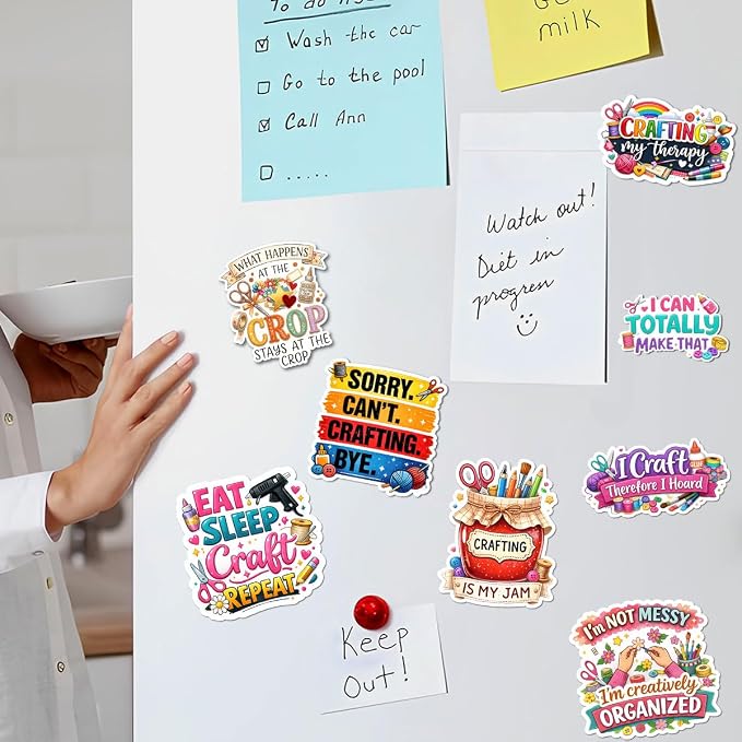 10pcs Crafting Stickers Gifts for Crafters Creative Women Multiple Different Design, Waterproof UV-Resistant for Water Bottle, Laptop, Window, Car