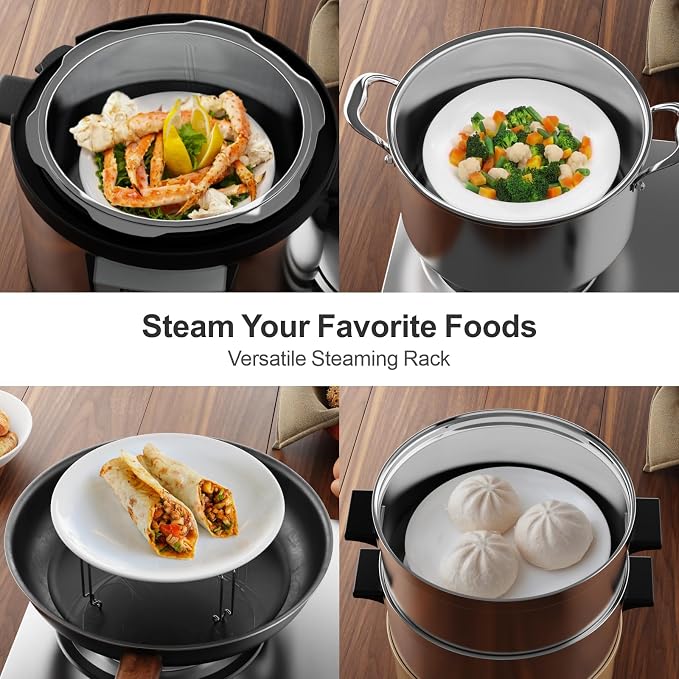 GSlife Instant Pot Egg Rack - Stackable 18 Egg Steamer, for 6/8 Qt Cooker | Stackable 18 Egg Capacity, Silicone Handles, 304 Stainless Steel, Easy Lift for 6/8 Qt Pressure Cooker, Dishwasher Safe