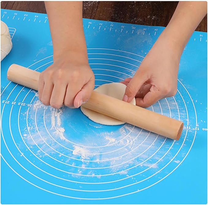 Silicone Baking Mat, 19.7 Inch x 15.7 Inch Blue Pastry Mat with Size Scale, Anti Stick and Anti Slip Mat for Kneading Dough in Ketchen, Picnic and Party (Blue, 50x40)