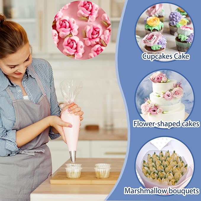 1pack Extra Large Stainless Steel Rose Petal Piping Tip, Cotton Candy Paste Flower Bouquet Cream Nozzle for Cakes Cupcakes Desserts Puffs Tool for Cake Decoration Pastry Baking (XXL,Style 35)