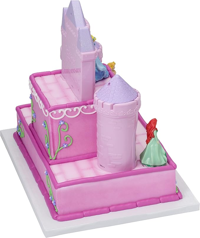 DecoSet® Disney Princess Happily Ever After Birthday Cake Topper, 6-Piece Cake Decorations, Includes Castle with Moveable Turrets, Cinderella, Ariel and Rapunzel Figurines