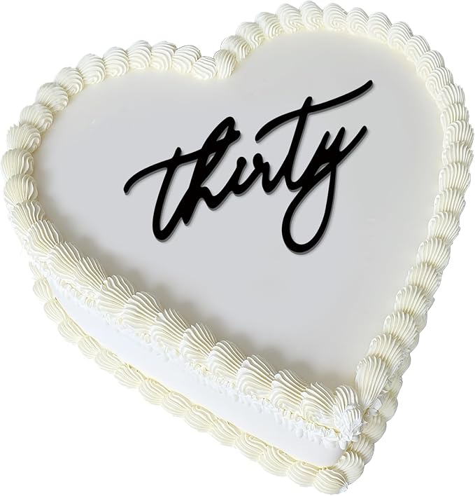 30th Birthday Cake Topper – Acrylic "Thirty" Cake Charm for Milestone Birthday, Dirty 30 Party Decorations for Him & Her (Thirty)