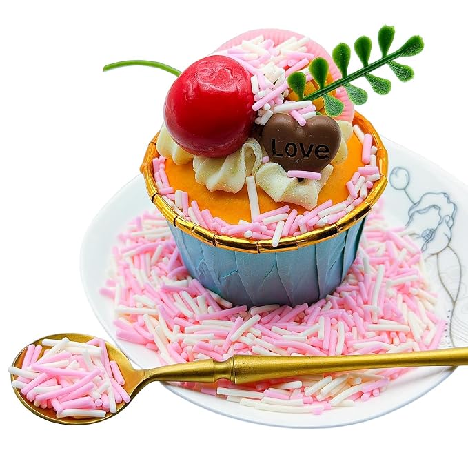 CandiJumpin Pink and White Jimmy Sprinkles, White and Baby Pink Sprinkles for Cake Decorating Edible Cake Jimmies Edible Crunchy Jimmies Ice Cream Toppings, Baby Shower Party Wedding Christmas Supplies 3 OZ