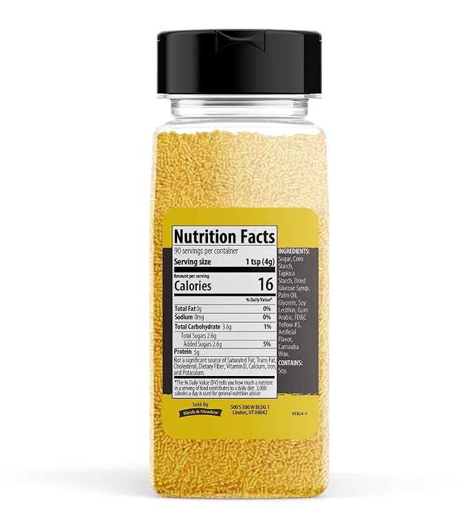 Birch & Meadow Yellow Sprinkles, 12.8 oz, Fun & Decorative Topping
